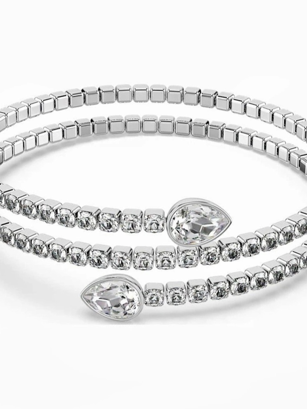 Swarovski Twisty Cuff Mixed Cuts White Rhodium Plated Bracelet